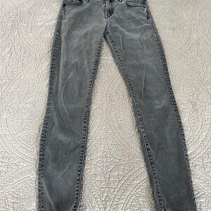 MOTHER Gray Skinny Jeans with Faded Look